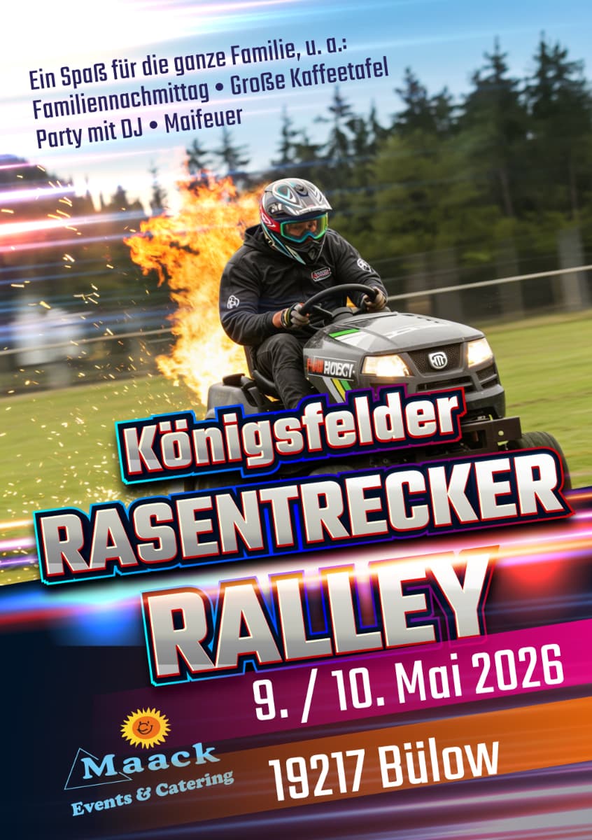 Plakat: Königsfelder Rasentrecker Rallye